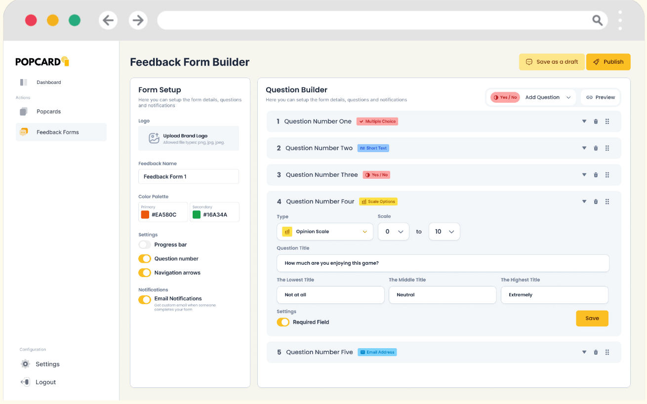 Popcard Feedback